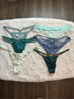 Victoria's Secret Green and Blue Thong Panties Bundle Size XL